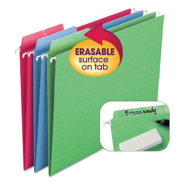 Smead Hanging File Folder, Erasable, Assorted Colors, PK18 64031